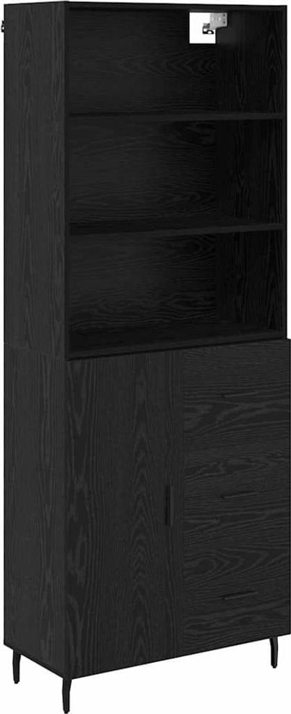 Highboard Schwarz Eichen-Optik 69,5 x 34 x 180 cm