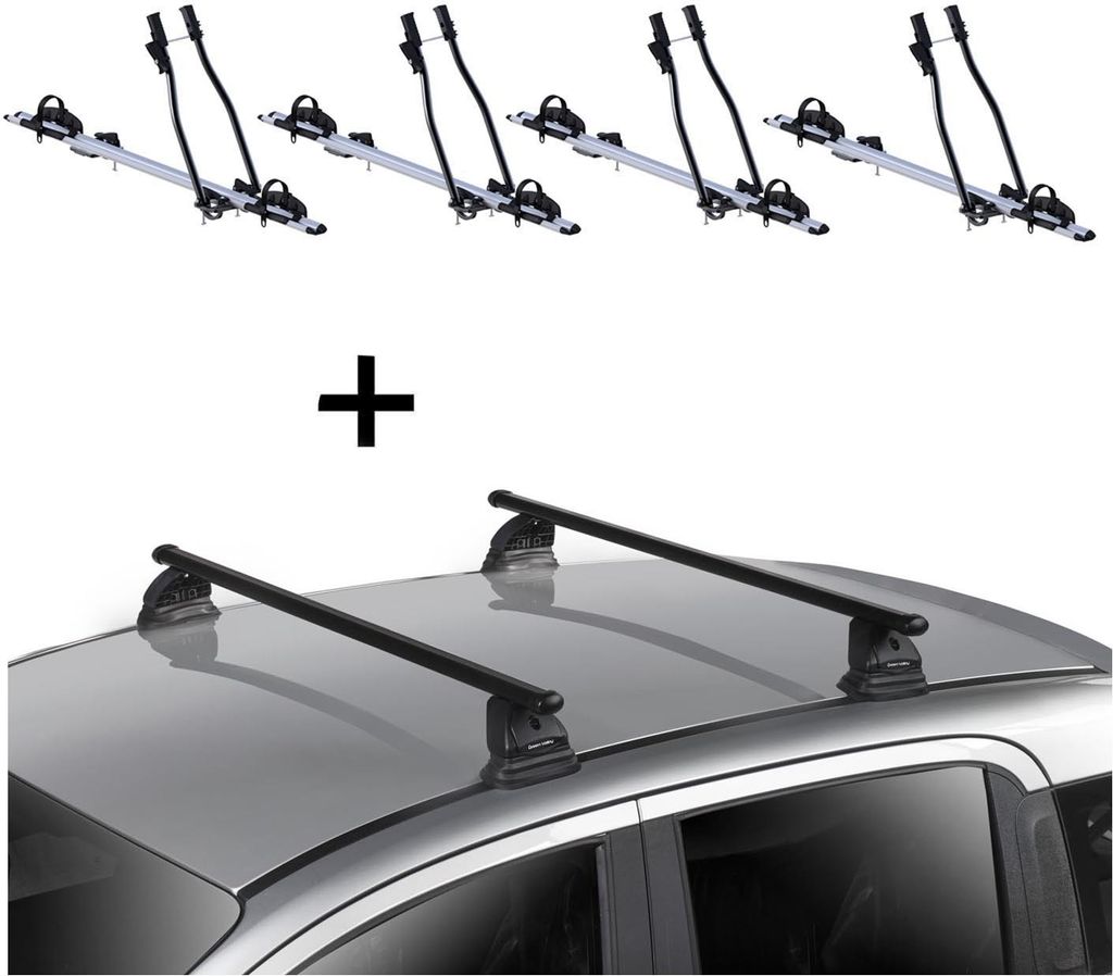 4x Fahrradträger SAGITTAR + Dachträger VDP EVO Stahl kompatibel mit Bmw Serie 3 Touring (E46) 5 Türer 1999-2002