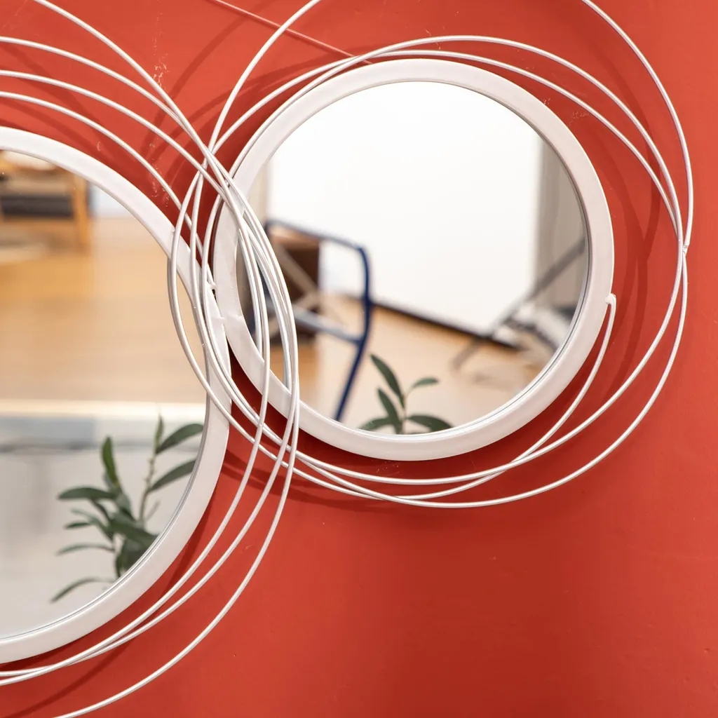 Fortuna Lai Set di 3 specchi per decorazione murale, decorazione murale con 4 specchi rotondi, decorazione per soggiorno, specchio da parete, specchio da corridoio, opera d'arte da parete per soggiorno, camera da letto, metallo, argento - 8