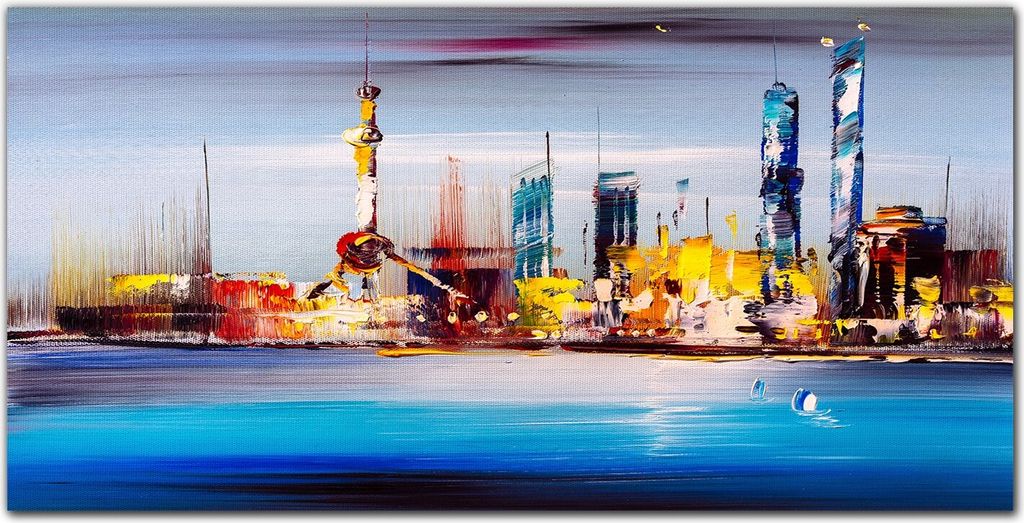 Coloray Bild aus Acryl 140 cm x 70 cm - Gehärtetes Acryl Bild auf Acrylglas Wohnzimmer Küche Dekoration Wanddekoration - Stadt Meer