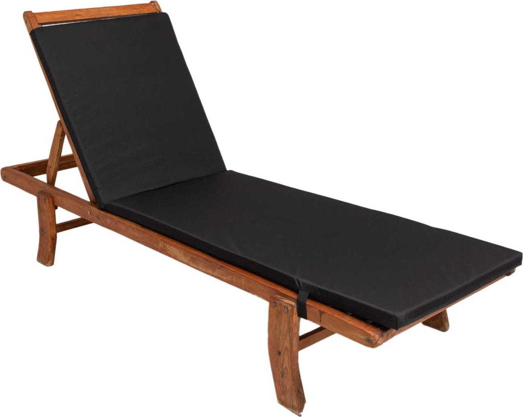 Kissen für Liegestuhl 190×60×4 cm – Schwarz bequeme Auflage für Gartenliege, Sonnenliege und Gartenmöbel