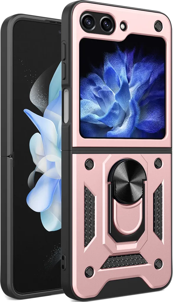 Cover Samsung Z Flip 5 Antiurto Hybrid PC/TPU Oro Rosa con Stand