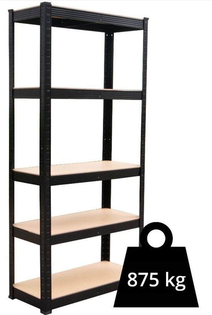 Kovový regál P9040, 180x90x40, nosnost 875 kg, černý Obrázek produktu 