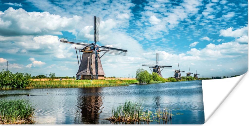 MuchoWow Poster Mühle - Luft - Niederlande 150x75 cm - ohne Rahmen