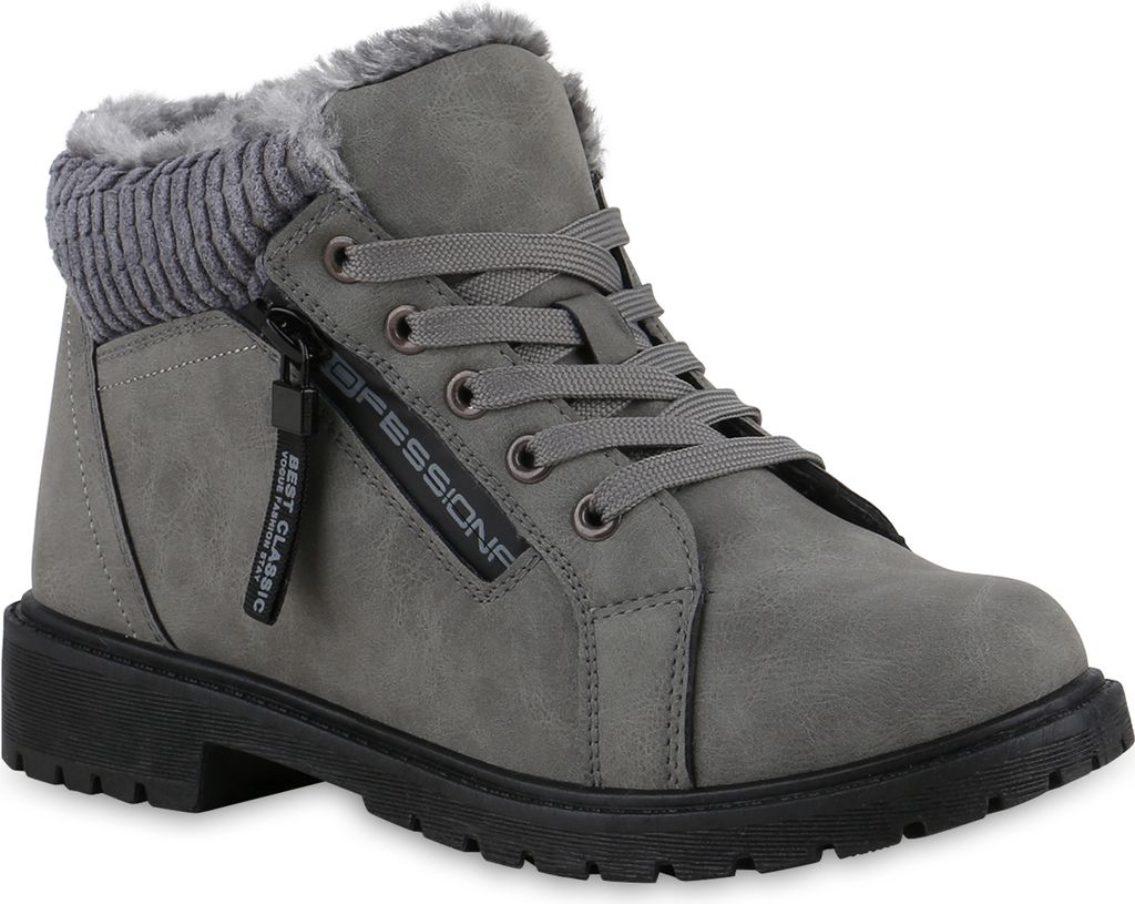 VAN HILL Damen Warm Gefüttert Worker Boots Stiefelette Produktbild 