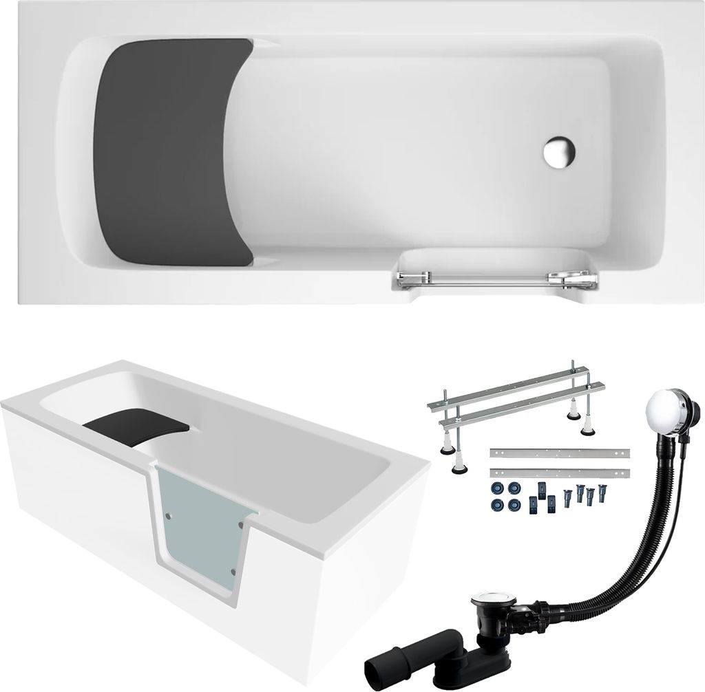 Badewanne Rechteck Set 5in1 180x80 Rechts, Produktbild 