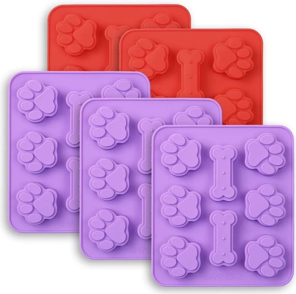 Cozihom Hundepfote & Knochen Form 2-in-1 Silikon Backform 8 Fächer Lebensmittelecht BPA-frei für Schokolade, Süßigkeiten, Pudding, Gelee, Hunde...