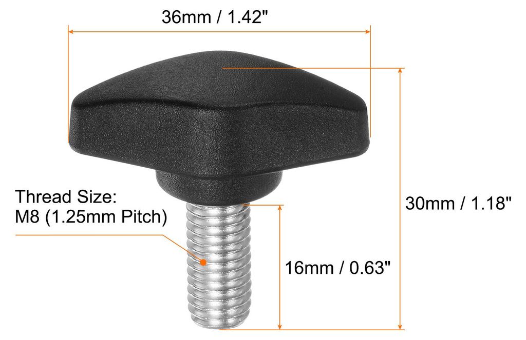 4 Stš¹ck R?ndelschrauben M8 x 16mm Flš¹gelschraube mit T-f?rmige Handgriff, Verzinkte Kohlenstoffstahl Gewindebolzen Daumenschrauben 36mm Spann...