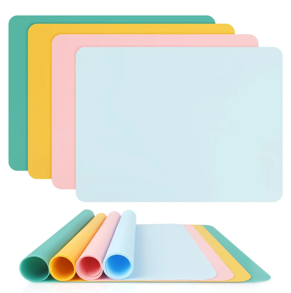 Lot de 4 Tapis de Bricolage en Silicone A3 40x30cm pour Résine et Peinture