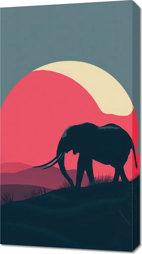 Offerta Quadro 50x90 Elefante al tramonto - Stampa su Tela per Arredo