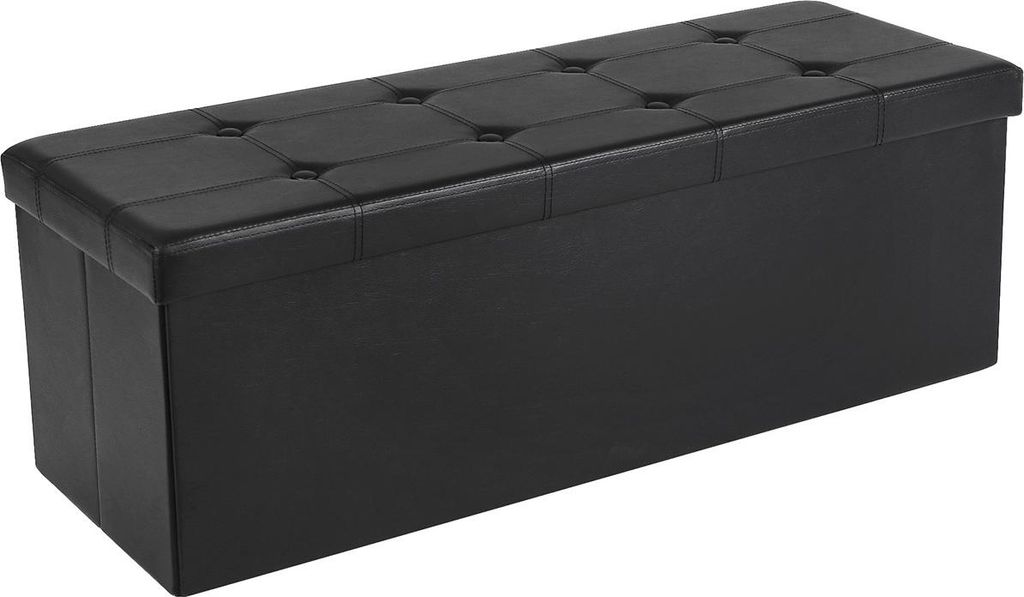 Gepolsterte Bank mit Stauraum, 110 cm, schwarz