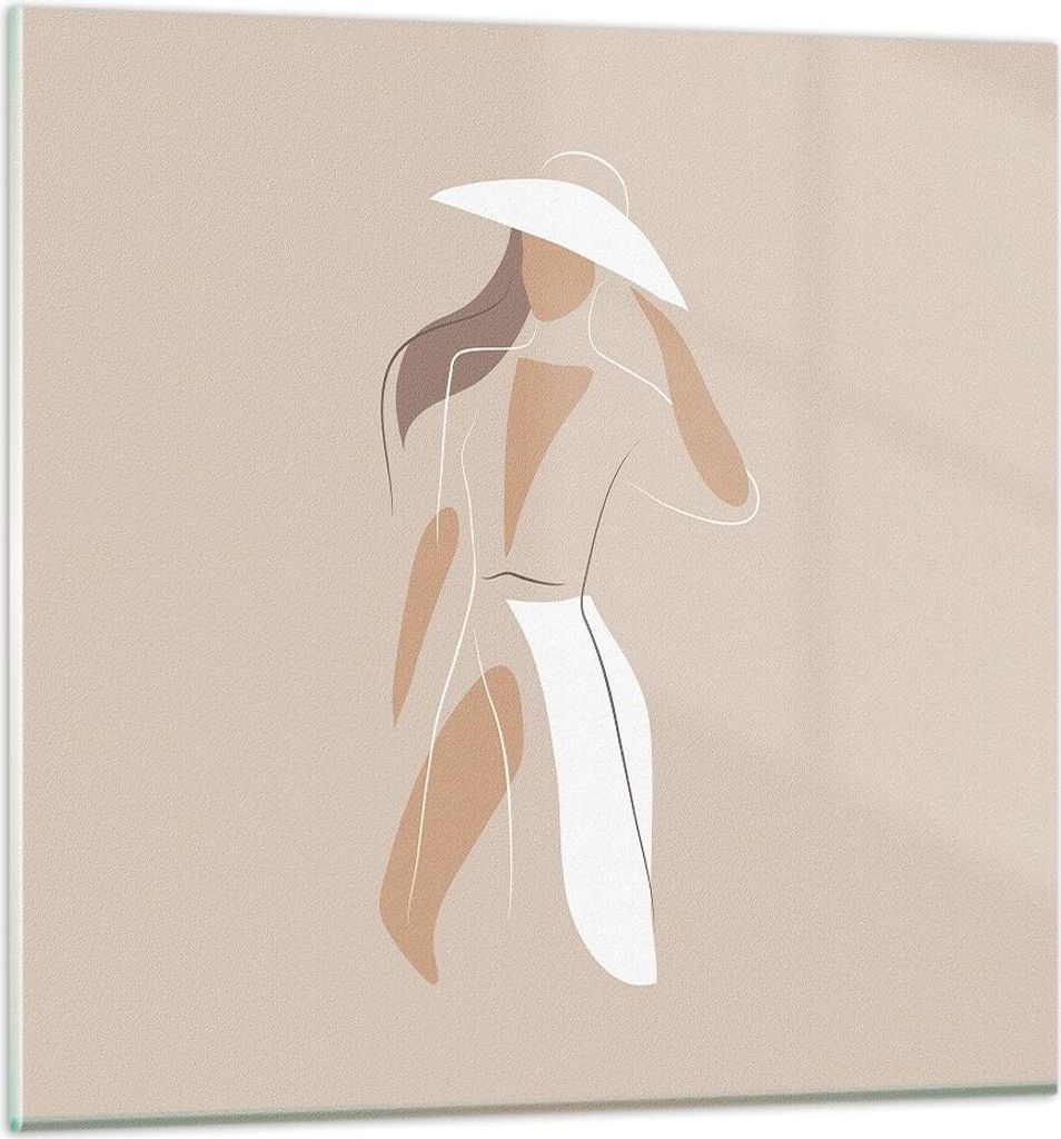 Bilder auf glas - Einteilig - Minimalismus Frau Buntstift - 40x40cm - Glasbilder - Wandbilder - Bilder - Wanddekoration aus Glas - Glas Bilder - Wa...