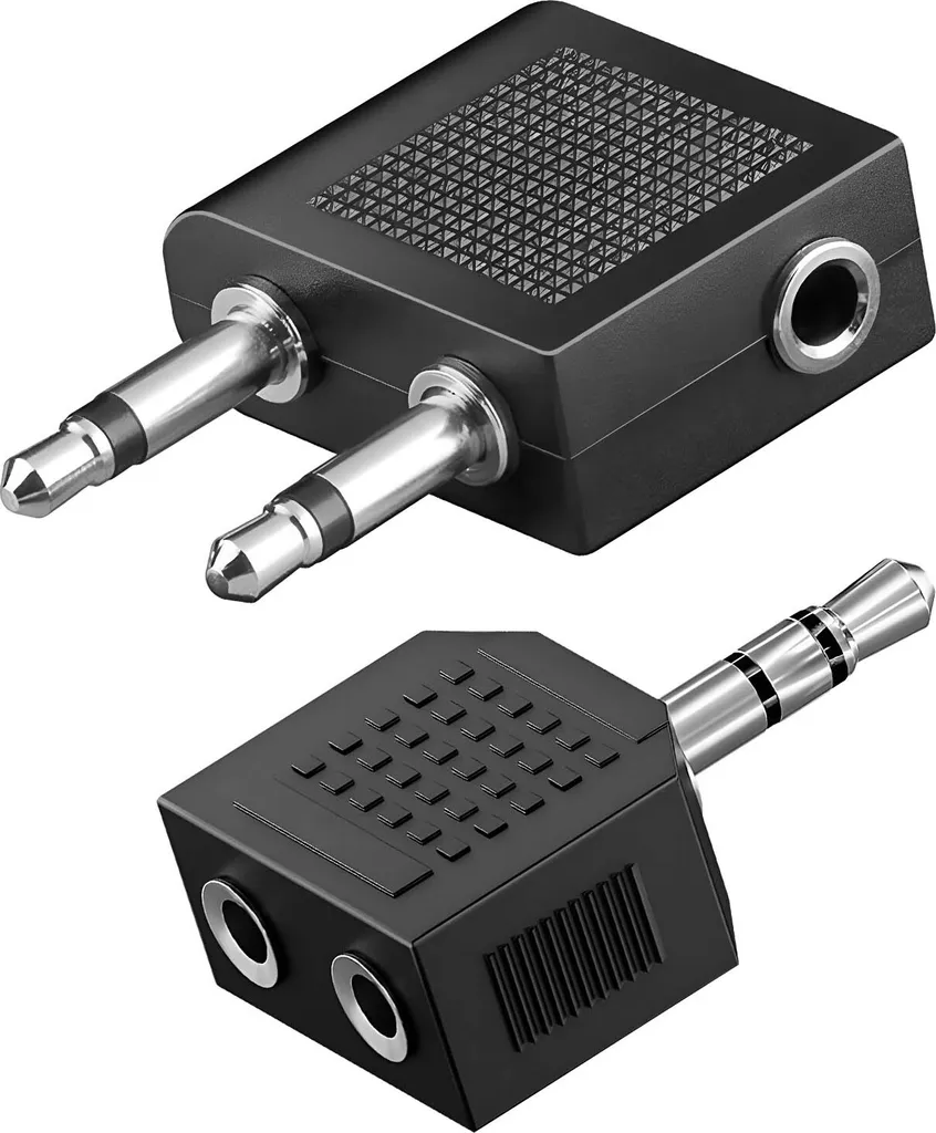 Kit Viaggio Audio Akashi: Adattatore Aereo + Splitter Jack 3.5mm