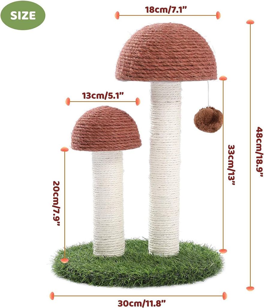 PurpurRain – Kratzstamm Champignon für Katzen, 48 cm Produktbild 2