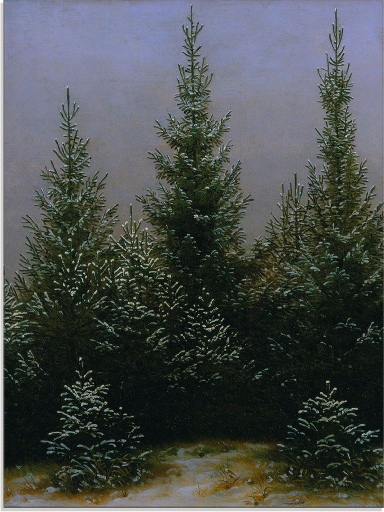ARTland Glasbild Fichtendickicht im Schnee Dresdner Heide Größe: 45x60 cm