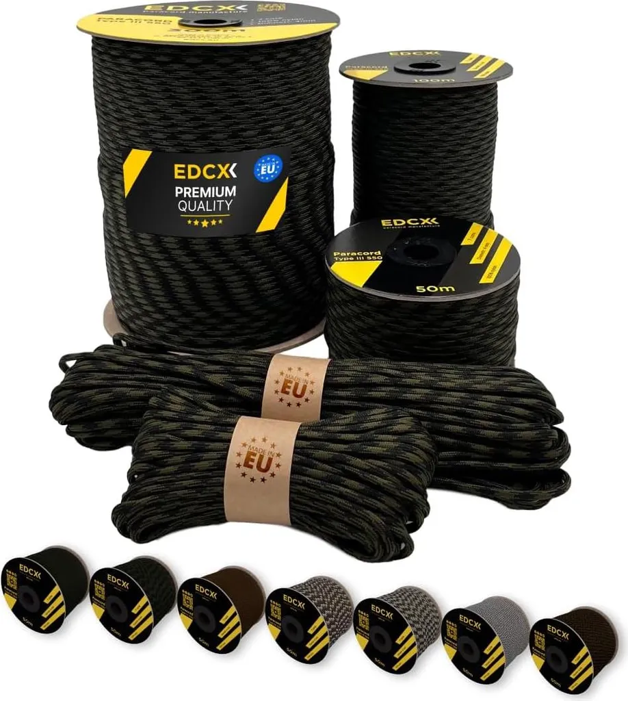 Corde Tactique en Nylon 4mm - Bobine Paracord 50m pour Survie et Camping
