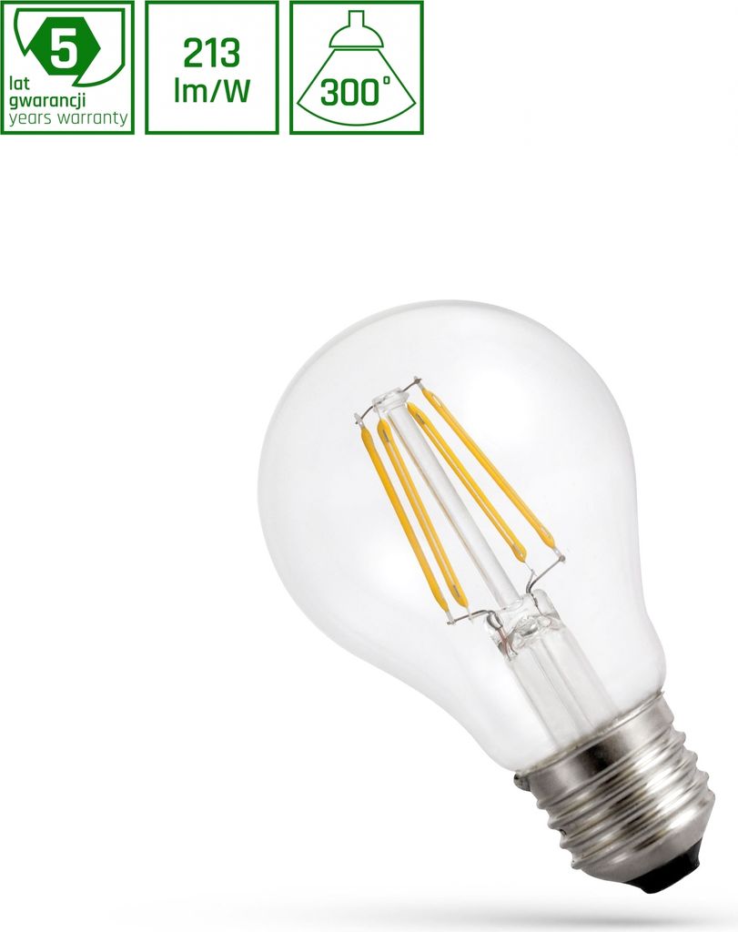 Spectrum LED E27 A60 Birne 6,8W = 94W Filament Klar 1450lm Produktbild 