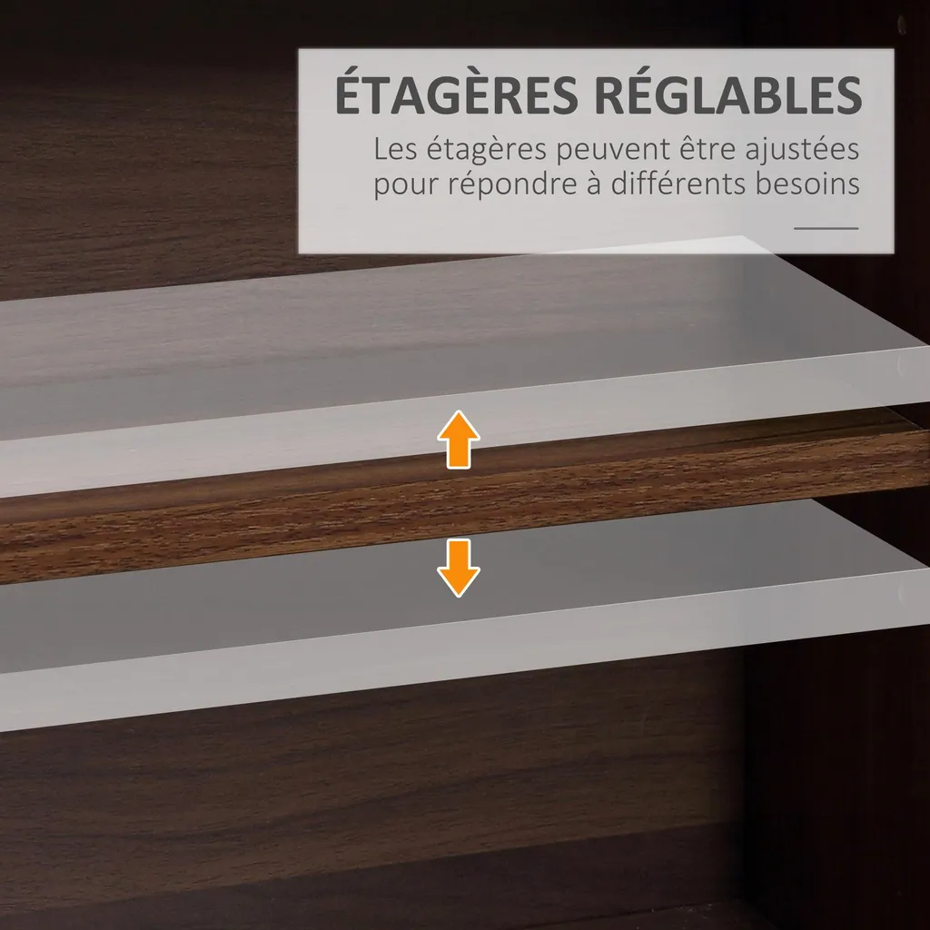 Étagère CD DVD avec 36 Compartiments et Tablettes Réglables Marron - 4