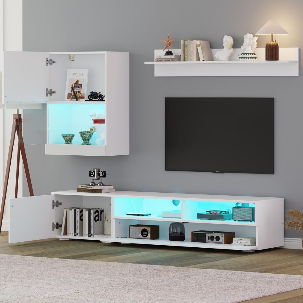 Sweiko 175x39x34cm Ensemble de meubles TV avec vitrine (set Image du produit 