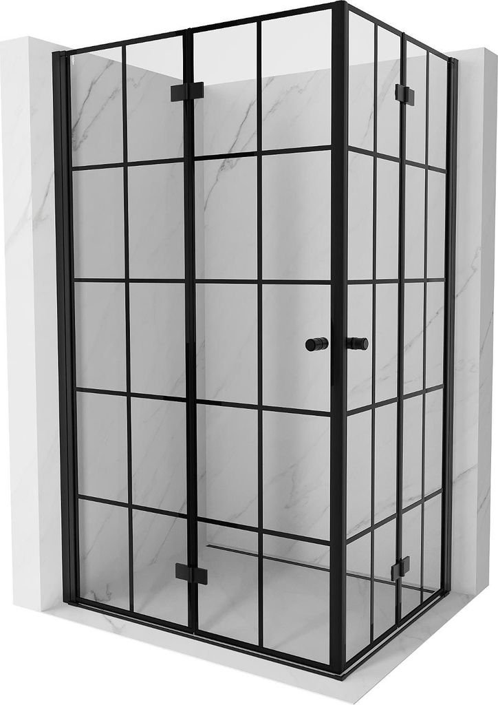 Mexen Mist-F Duo Falttür-Duschkabine 70 x 95 cm, schwarze Gitter, schwarz - 8A6-070L-095P-70-77