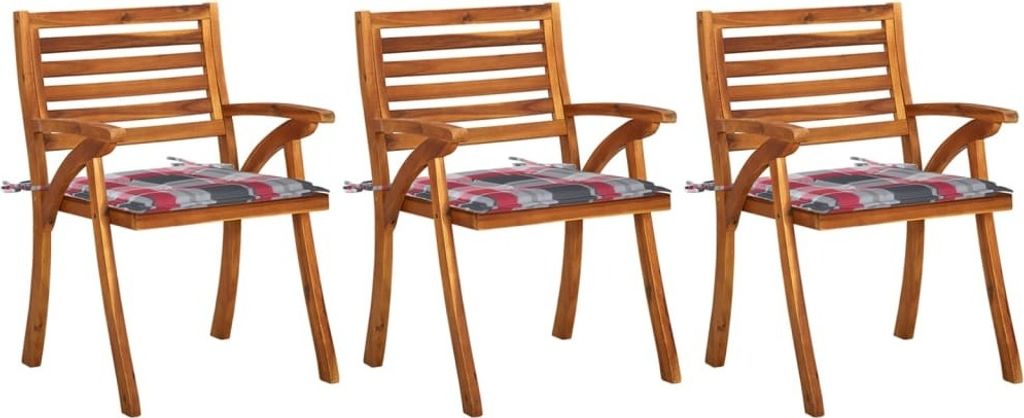 Möbel Outdoor Relaxsessel,Balkonstuhl Garten-Essstühle mit Kissen 3 Stk. Massivholz Akazie DE62226