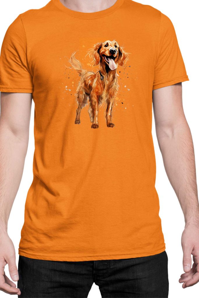 Herren T-Shirt Funny Dogs Breeds Irish Setter Dog Breed, Man 2XL / Orange