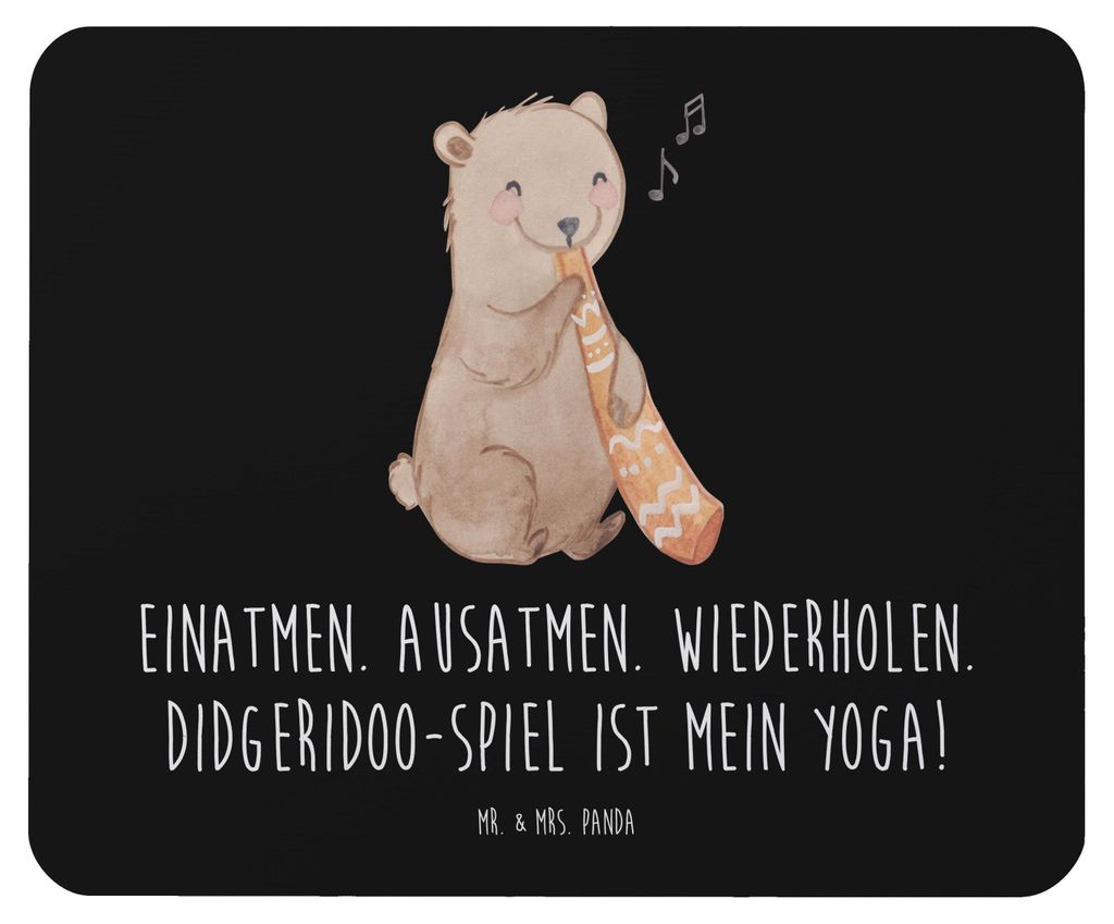 Mr. & Mrs. Panda Mauspad Didgeridoo Yoga - Schwarz - Geschenk, Kultur, spirituell, mausteppich, Musikinstrument, Lernen, Australien, Musik, Mousepa...