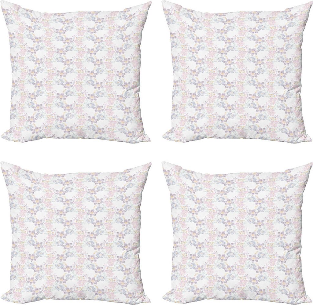 ABAKUHAUS Romantisch Kissenbezug Set (4 Stück), Spring Season Entwurf, Moderner Doppelseitiger Digitaldruck, 50 cm x 50 cm, Mehrfarbig