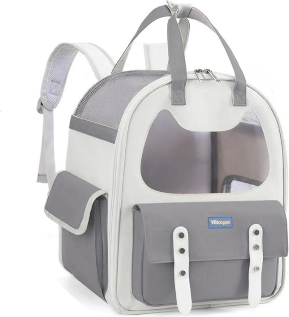 INF Sac à dos confortable pour transport animaux de compagnie Blanc et Gris
