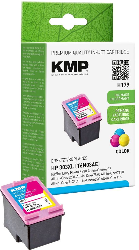 KMP H179 Tintenpatrone 3-farbig kompatibel mit HP T6N03AE 303 XL