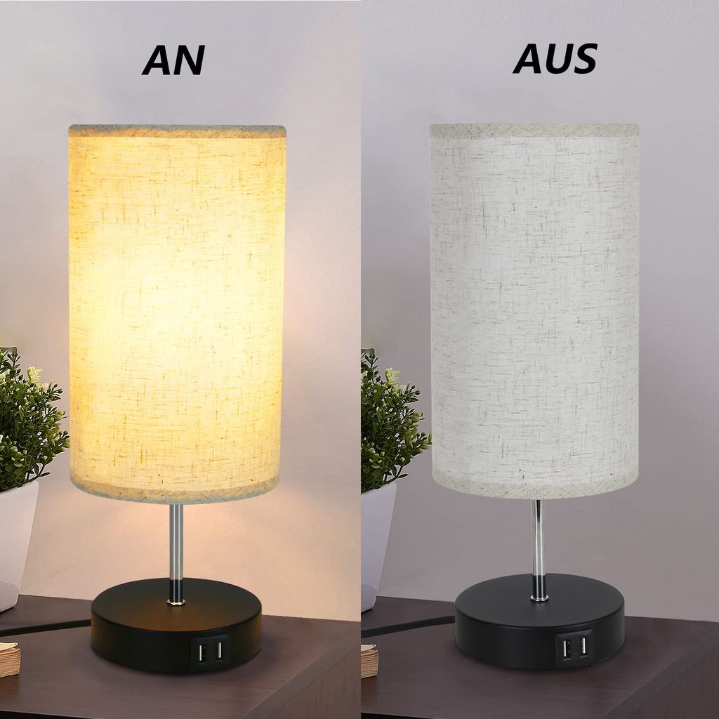 ZMH Tischlampe Wohnzimmer Nachttischlampe USB - 2er Schwarz Produktbild 9