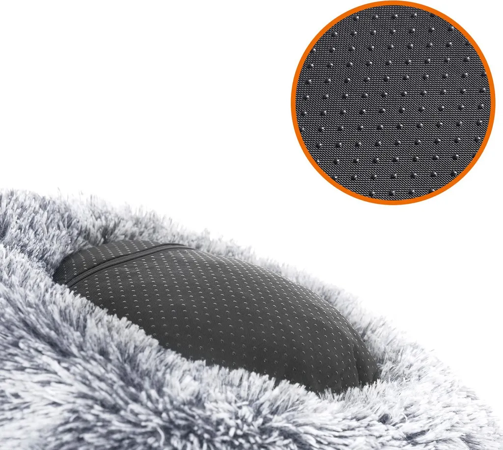 Lit moelleux pour chien beignet gris ombré - Panier déhoussable doux - 5