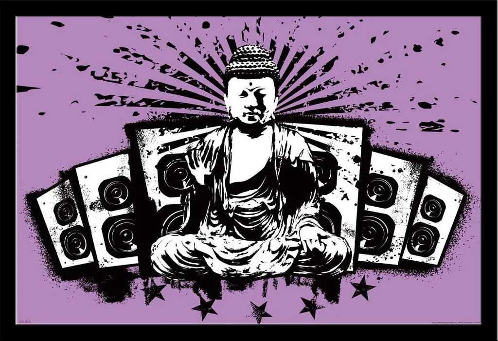 Tableau Bouddha avec Cadre Noir Interchangeable 61x91cm pour Salon Zen