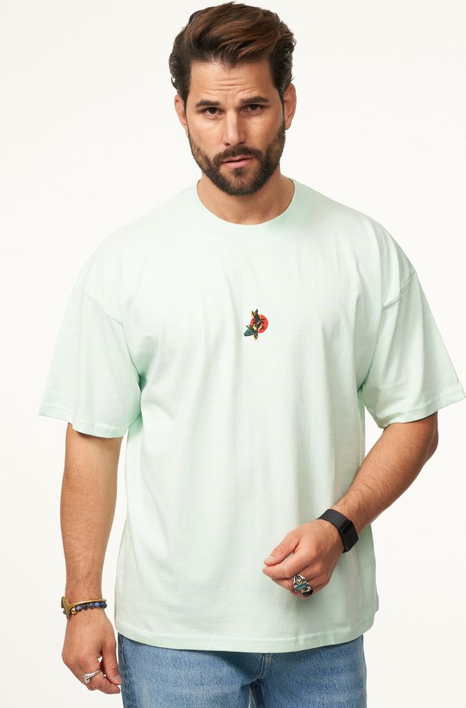 SOULSTAR Herren T-Shirt mit Stickerei Herren Oversize-Fit Kurzarm Shirt mit Rundhals-Ausschnitt