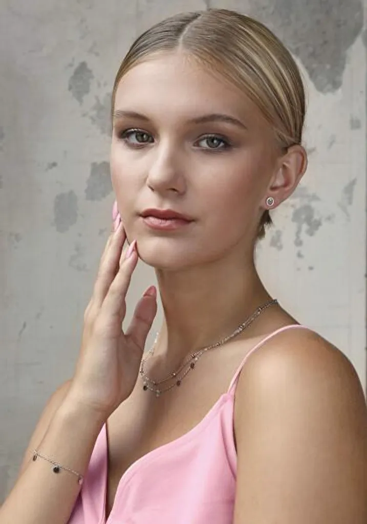Collier double en argent véritable avec pendentifs brillants réf 62007