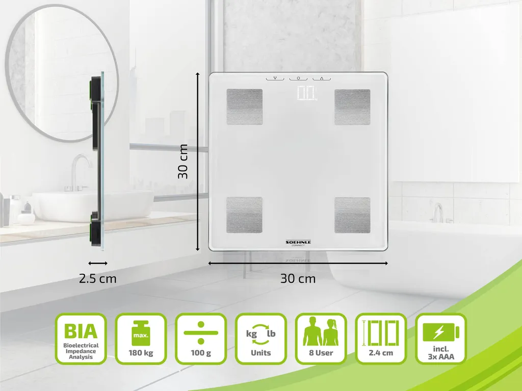 Balance impédancemètre Bluetooth SOEHNLE Connect Lite avec écran LCD - 9