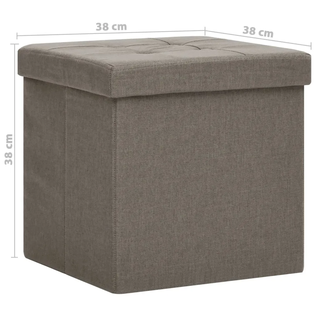 Tabouret Design avec Coffre Intégré Taupe Aspect Lin - Set de 2 Pcs - 9