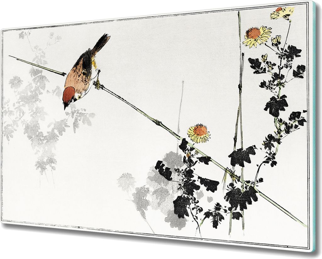 Coloray Hackbrett Herdabdeckplatte 80x52 cm Küchenbrett Kochplattenabdeckung Schneidebrett - Tier Vogel Spatz
