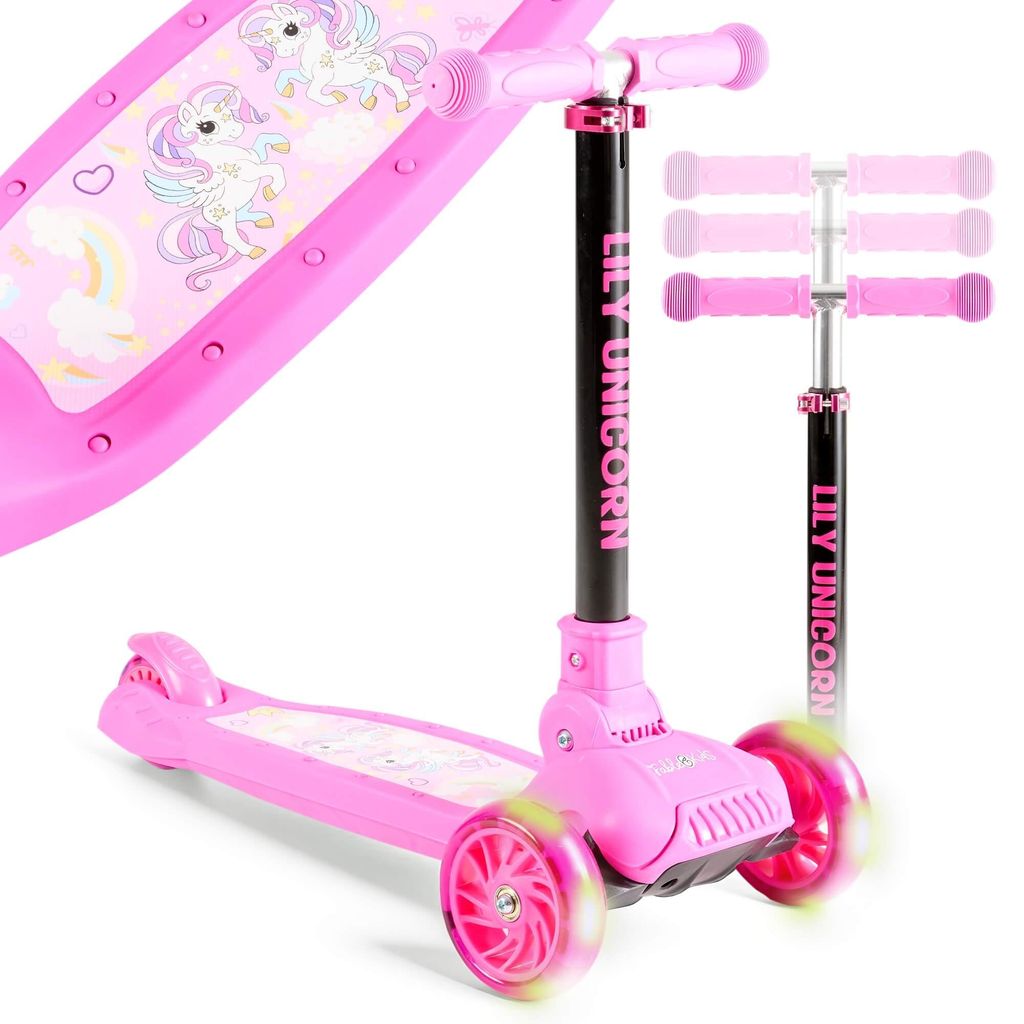 FableKids Kinderscooter Pink | Cityroller mit LED-Rädern | Produktbild 