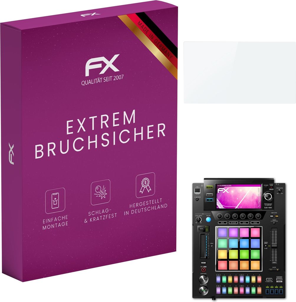 atFoliX FX-Hybrid-Glass Displayfolie kompatibel mit Pioneer DJS-1000 Glasfolie