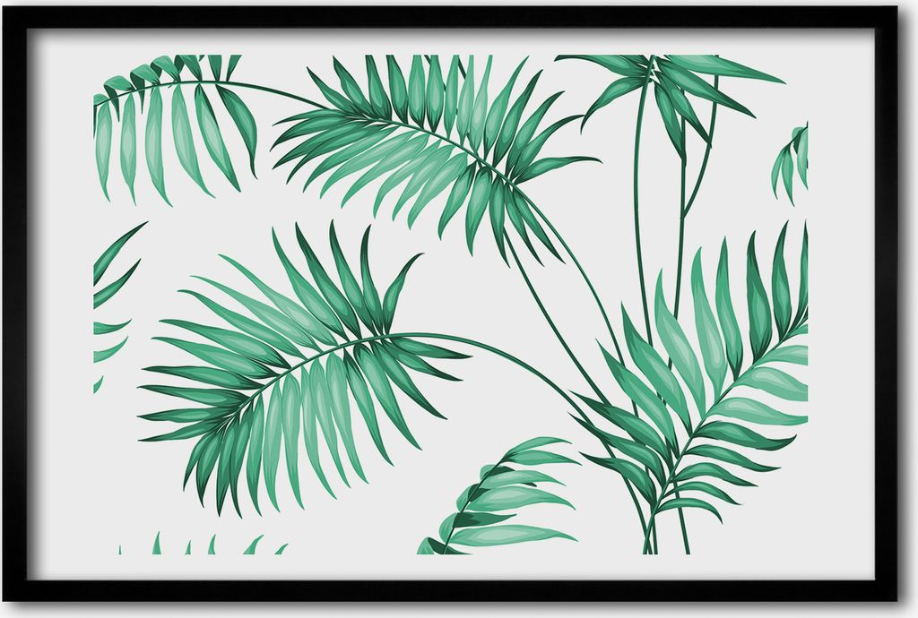 Bild 60x40 MDF-Rahmen, Wandkunst tropische Blätter