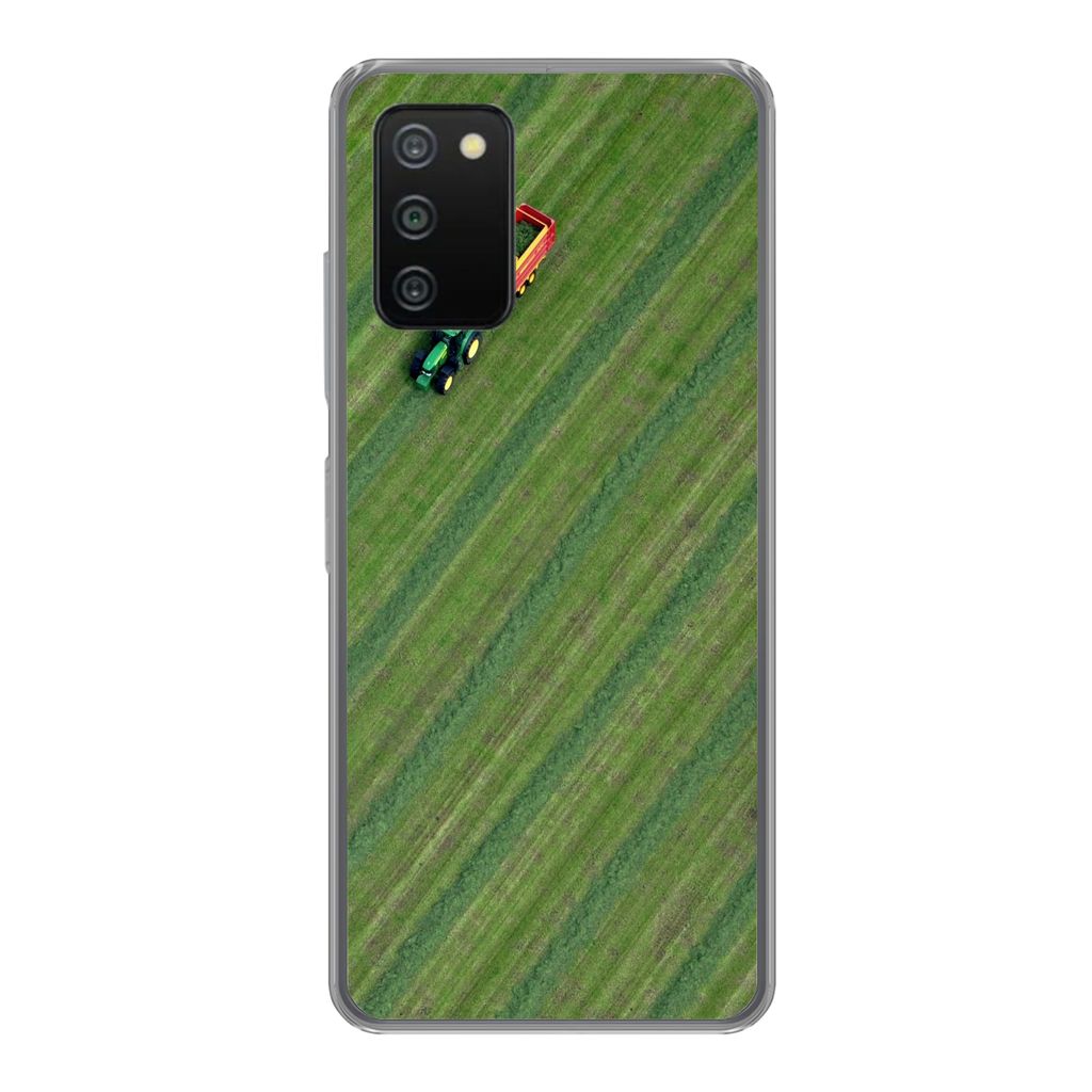 MuchoWow Handyhülle Schutzhülle Hülle für Samsung Galaxy A03s Zugmaschine - Anhänger - Grün Silikon Softcase Handy Hülle - Schutz