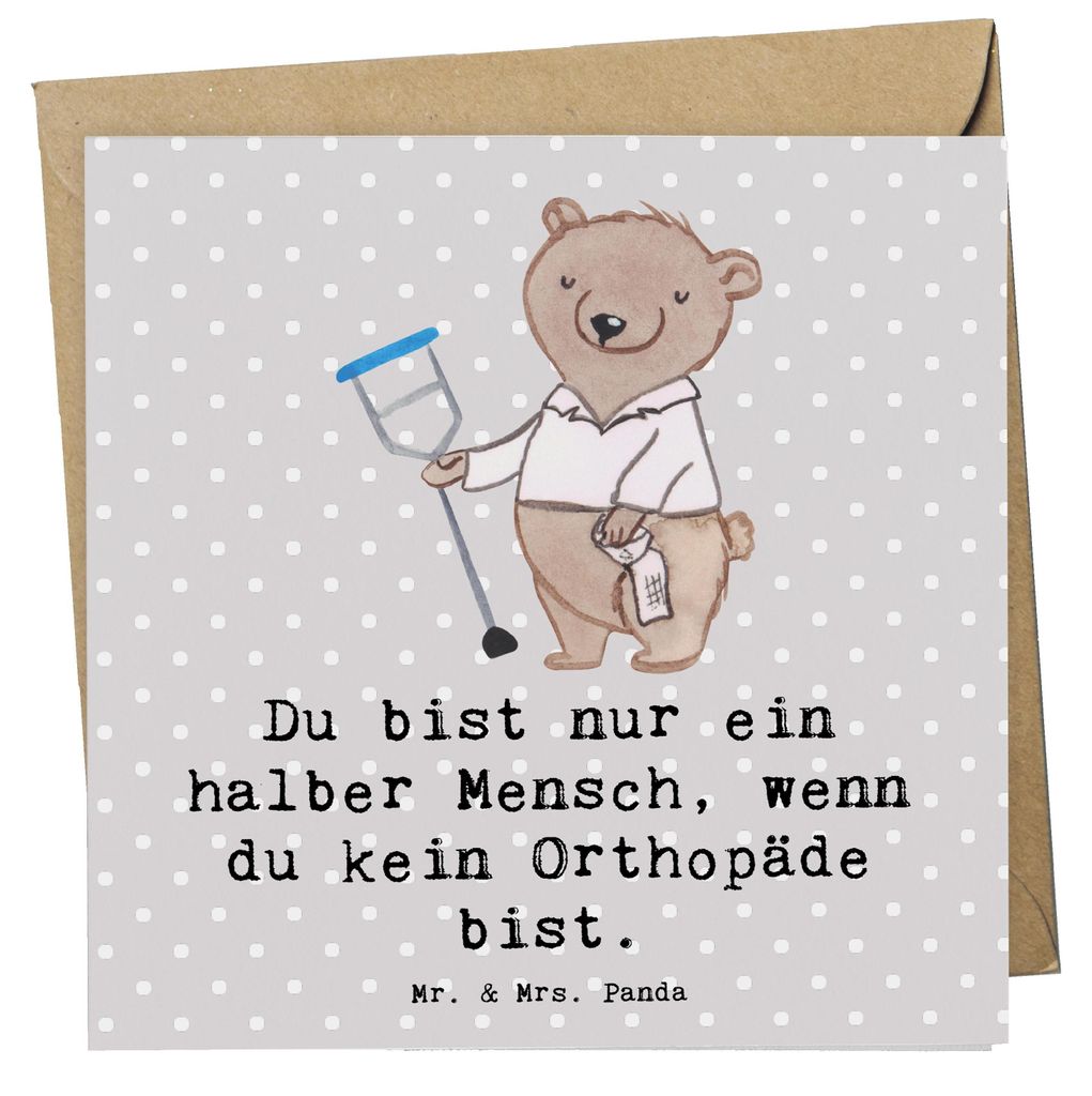 Mr. & Mrs. Panda Grußkarte Orthopäde Herz - Grau Pastell - Geschenk, anlasskarte, faltkarte, Lustig, Facharzt, Spruch, Jubiläum, Orthopädie, Kl...