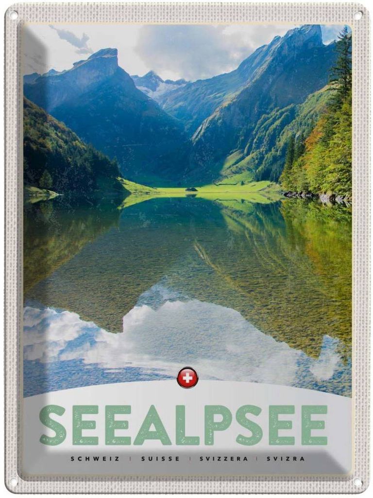 vianmo Blechschild 40x30 cm Seealpsee SchweizWälder Natur Bildmotiv Reisemotiv Abenteuer Reisen Europa Urlaub
