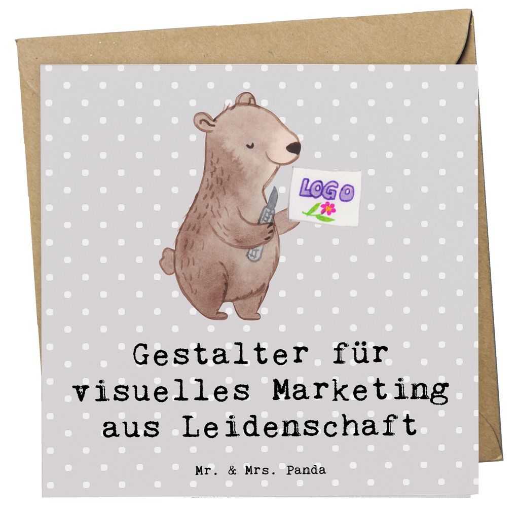 Mr. & Mrs. Panda Klappkarte Gestalter für visuelles Marketing Leidenschaft - Grau Pastell - Geschenk, Glückwunschkarte, Grußkarte, faltkarte, an...