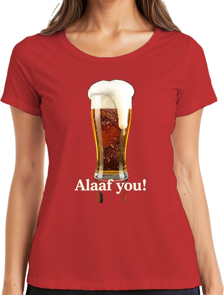 Alaaf you Bierglas Karneval Köln Party Geschenk Vintage Damen T-Shirt, Rot, XXL