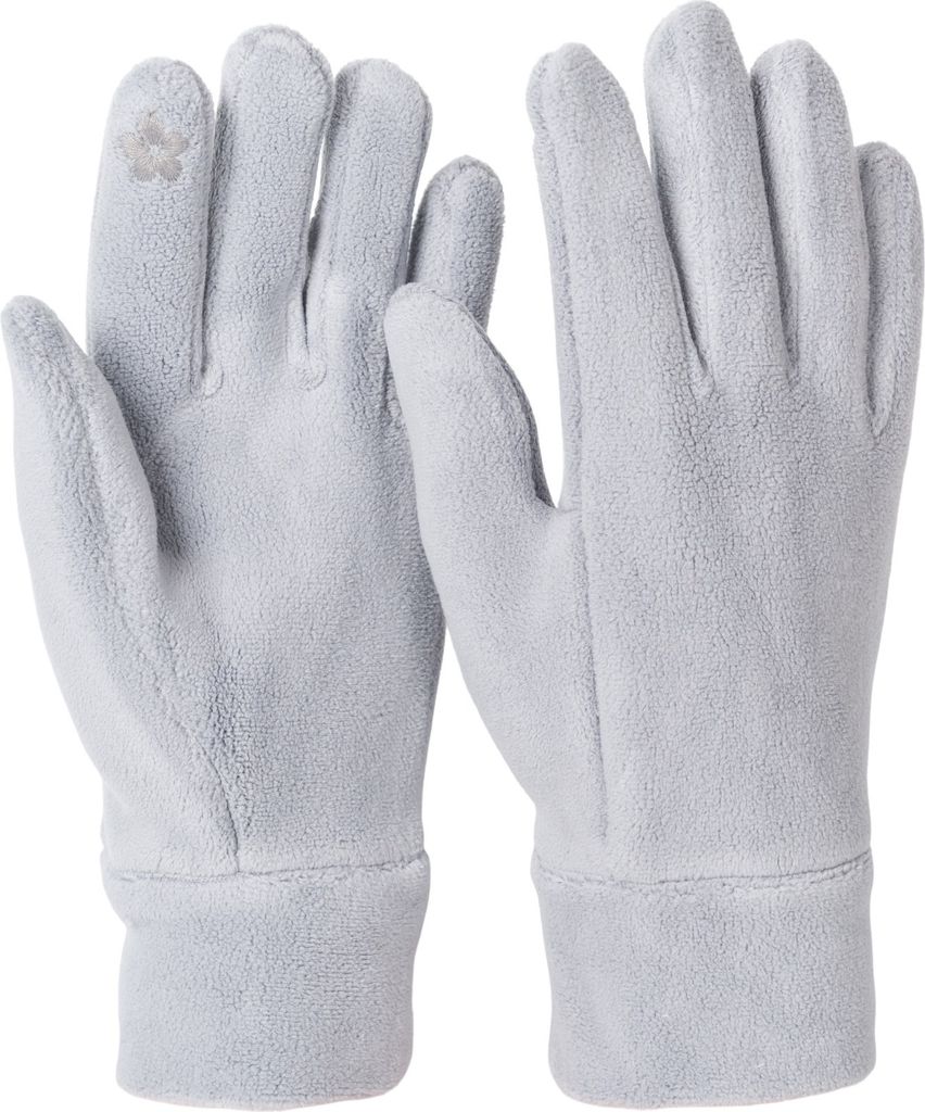 styleBREAKER Damen Touchscreen Fleece Handschuhe Einfarbig, warme Fingerhandschuhe, Winter 09010047