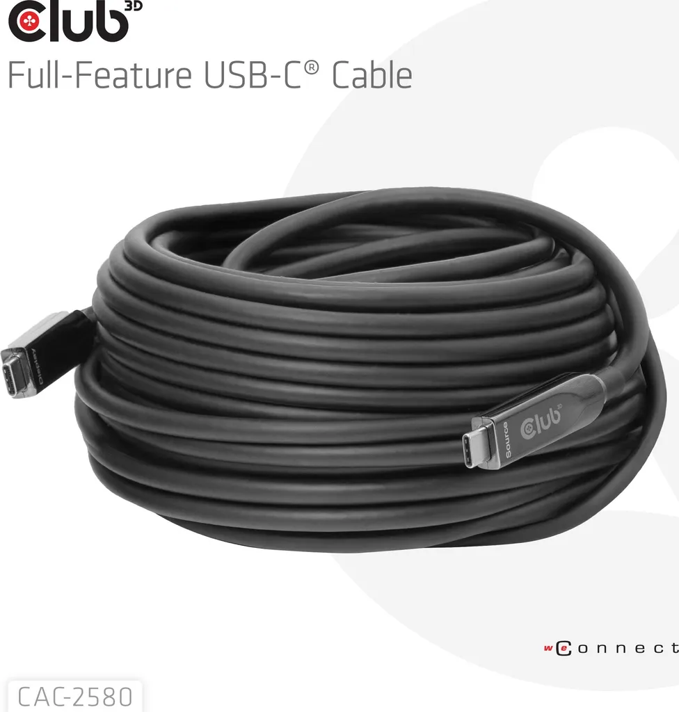 Câble USB-C Longue Distance 15m Fibre Optique 8K Club 3D CAC-2580