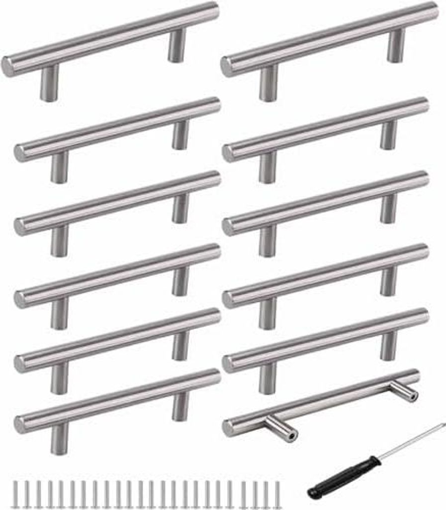 12 Stück Schrankgriffe Silber, Möbelgriffe 128mm Silberne T Produktbild 