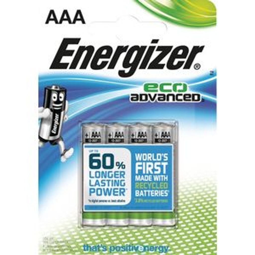 Energizer EcoAdvanced, Einwegbatterie, AAA, Alkali, 1,5 V, 4 Stück(e), 12 Jahr(e)